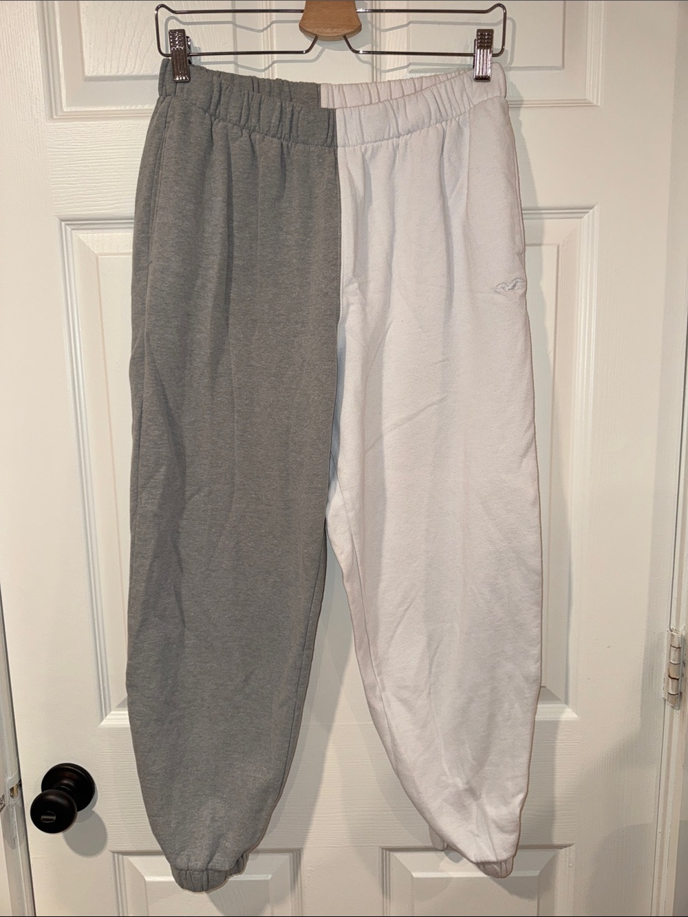 Hollister Two-Tone Gray and White Sweatpants